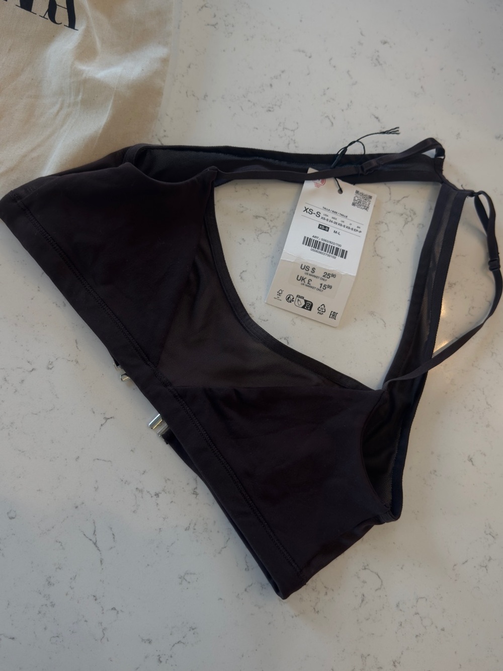 Zara Black Sports Bralette with Thin Adjustable Straps